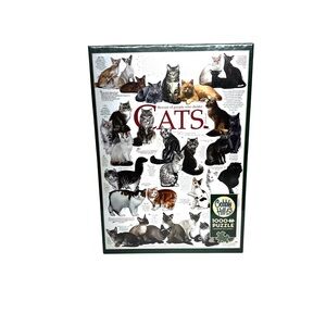 Cobble Hill Cat Quotes 1000 Piece Random Shape Jigsaw Puzzle W/Free Poster Nwt